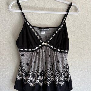 Studio Donatella Black Lace Babydoll Top Sz M 90s Dark Coquette Whimsigoth Fairy